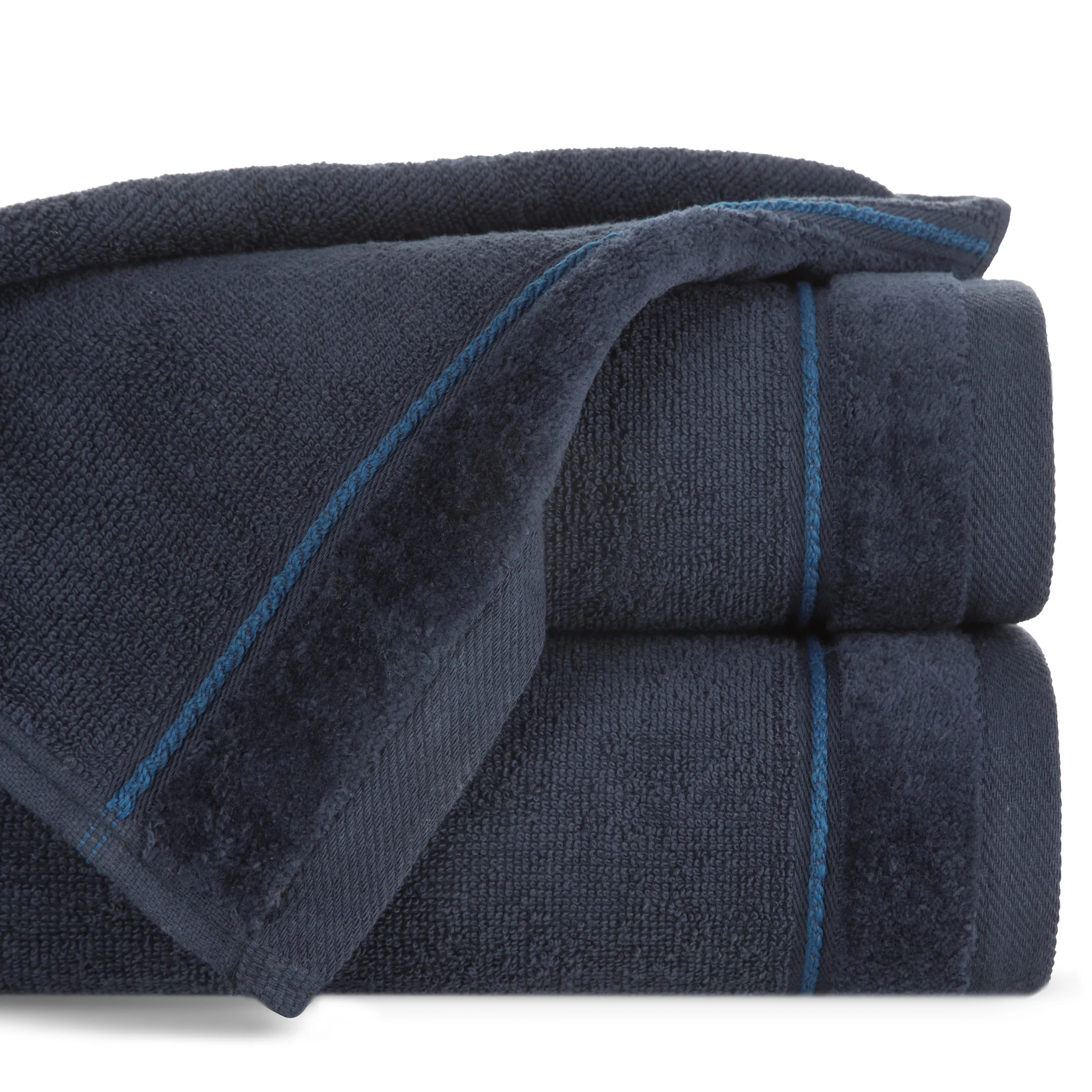 Ręcznik do rąk 30x50 cm bawełniany kolor granatowy z kontrastującymi paseczkami 500 g/m2 SIBEL