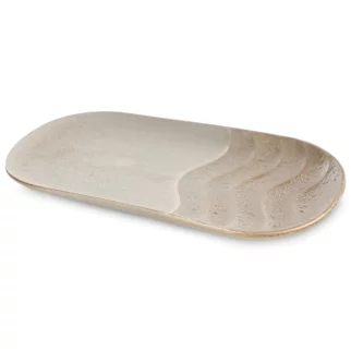 Patera ceramiczna beżowa dekoracyjna zdobiony falistym wzorem 34x18x3 cm SANI