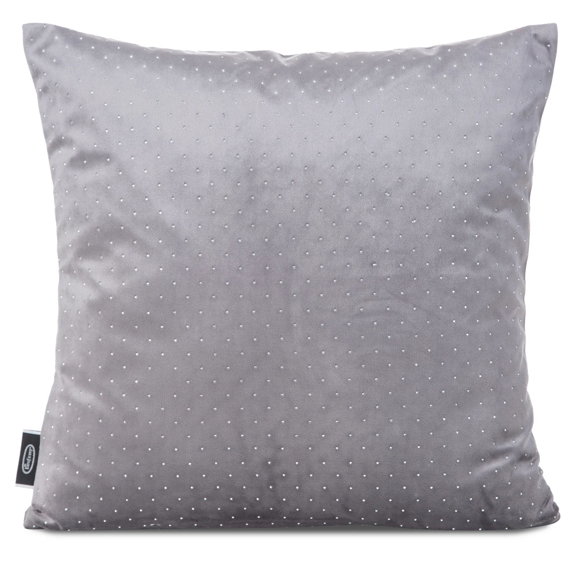 Poszewka na poduszkę 45x45 cm welwetowa kolor grafitowy zdobiona diamencikami ARIADNA | 