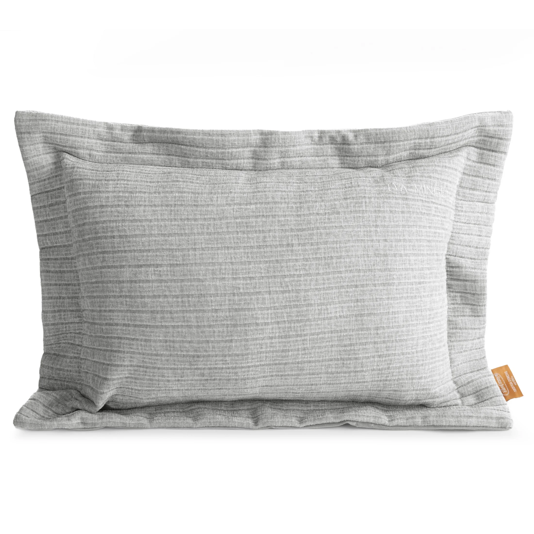 Poszewka na poduszkę 40x60 cm z szenilowej tkaniny srebrna w drobne prążki Eva Minge Elegante | eurofirany