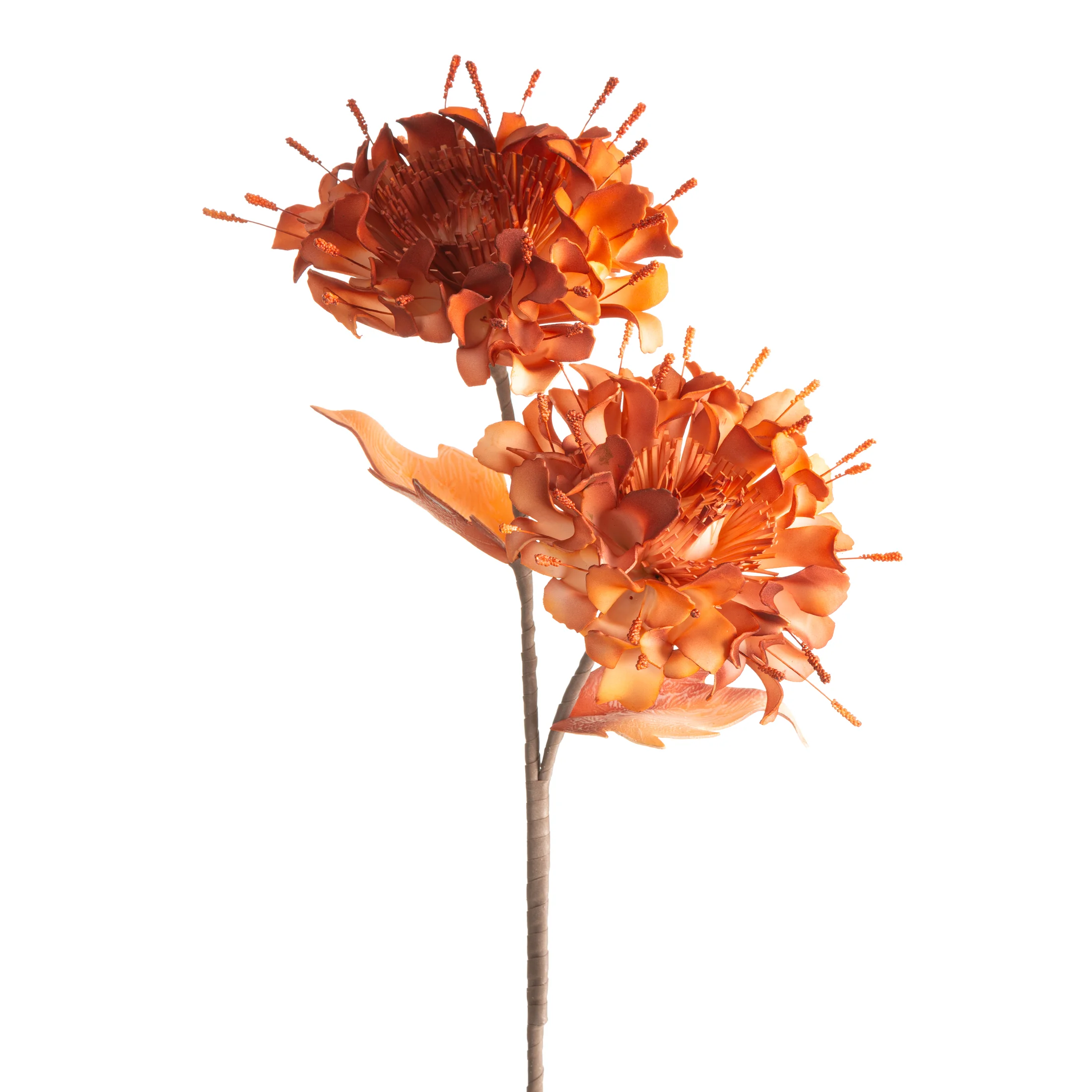 Kwiat sztuczny pomarańczowy z plastycznej pianki foamiran 88 cm