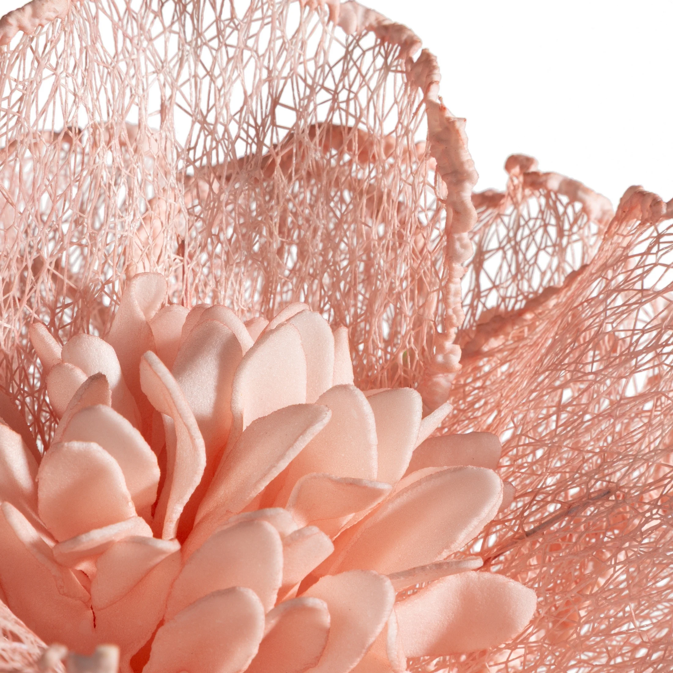 Kwiat sztuczny jasnoróżowy z siateczki 85 cm