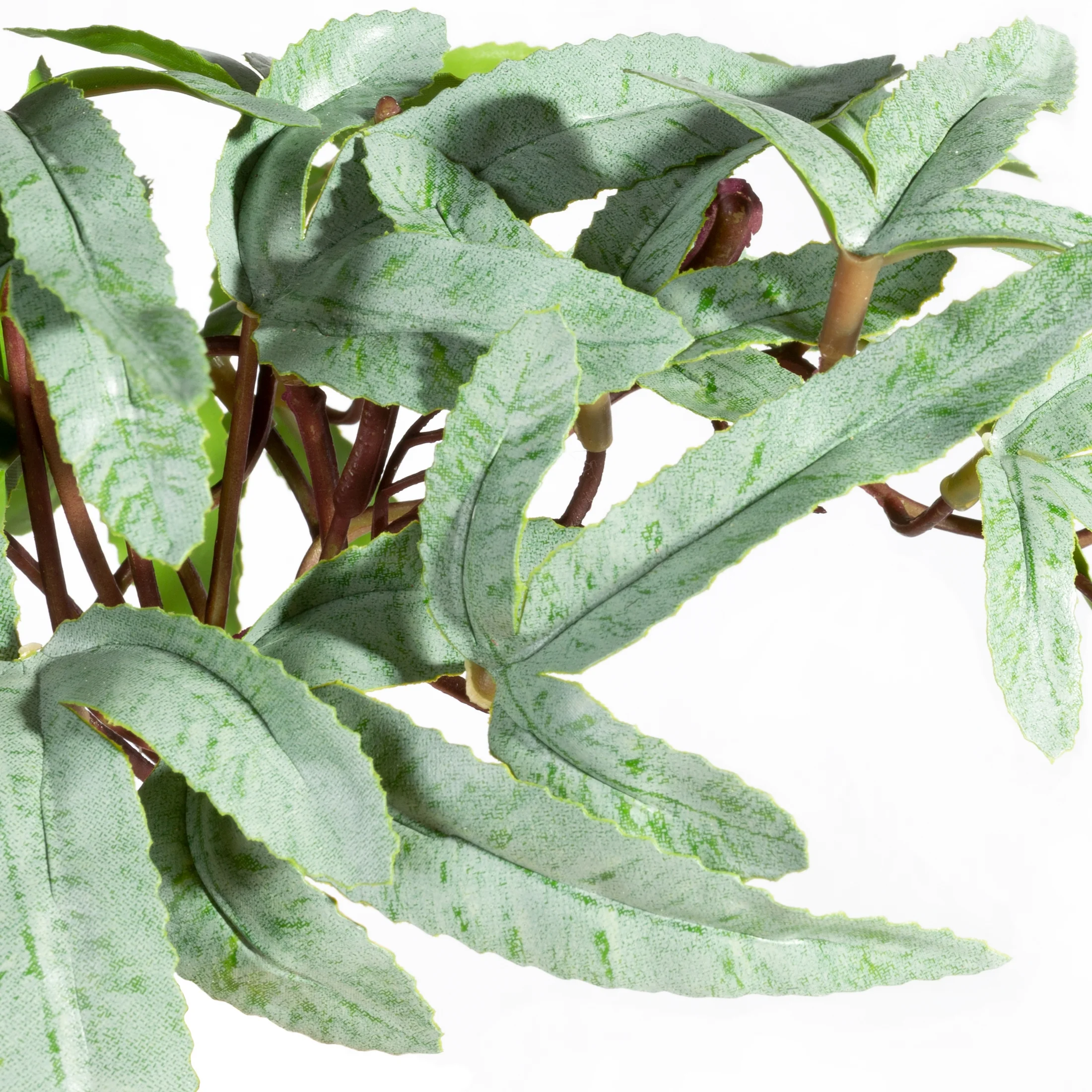 Kwiat sztuczny zielony o ozdobnych liściach 35 cm