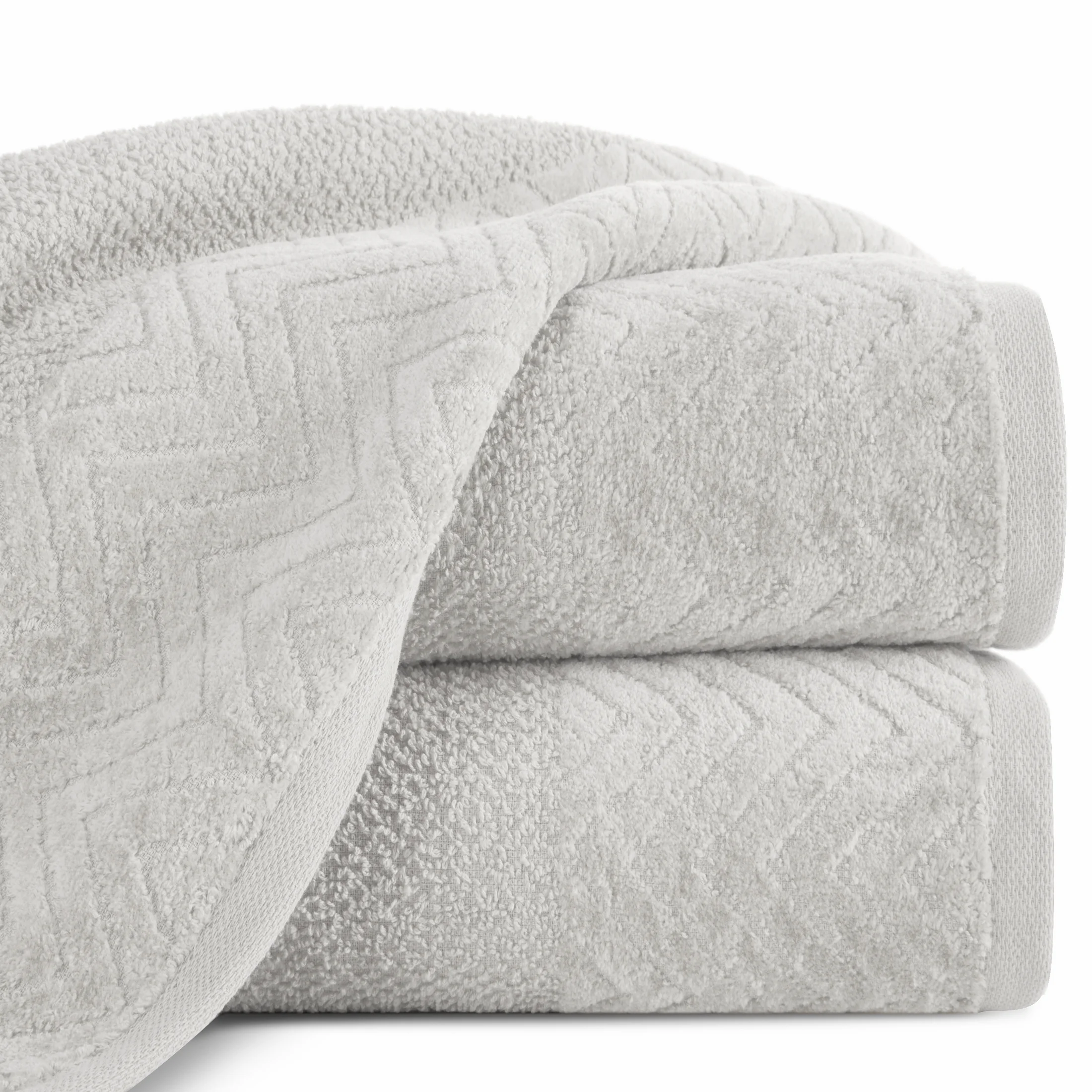 Ręcznik kąpielowy 70x140 cm bawełniany kolor srebrny o ryżowej strukturze z welwetową bordiurą 500 g/m2 LOREN