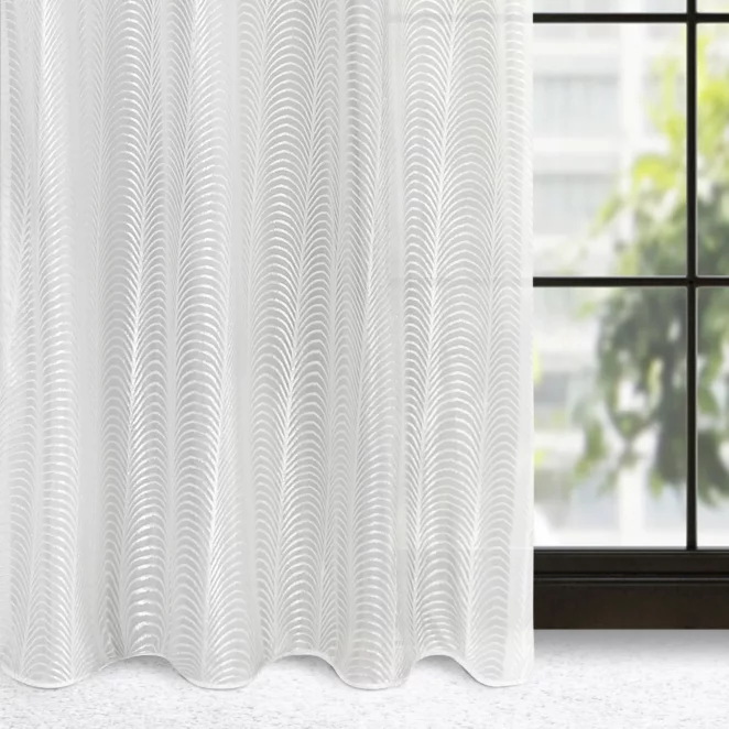 Dekoracja okienna biała z żakardowym wzorem 140x250 cm przelotka - KAMILA