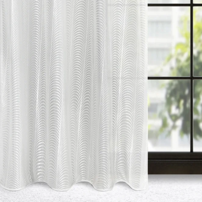 Dekoracja okienna biała z żakardowym wzorem 140x250 cm przelotka - KAMILA