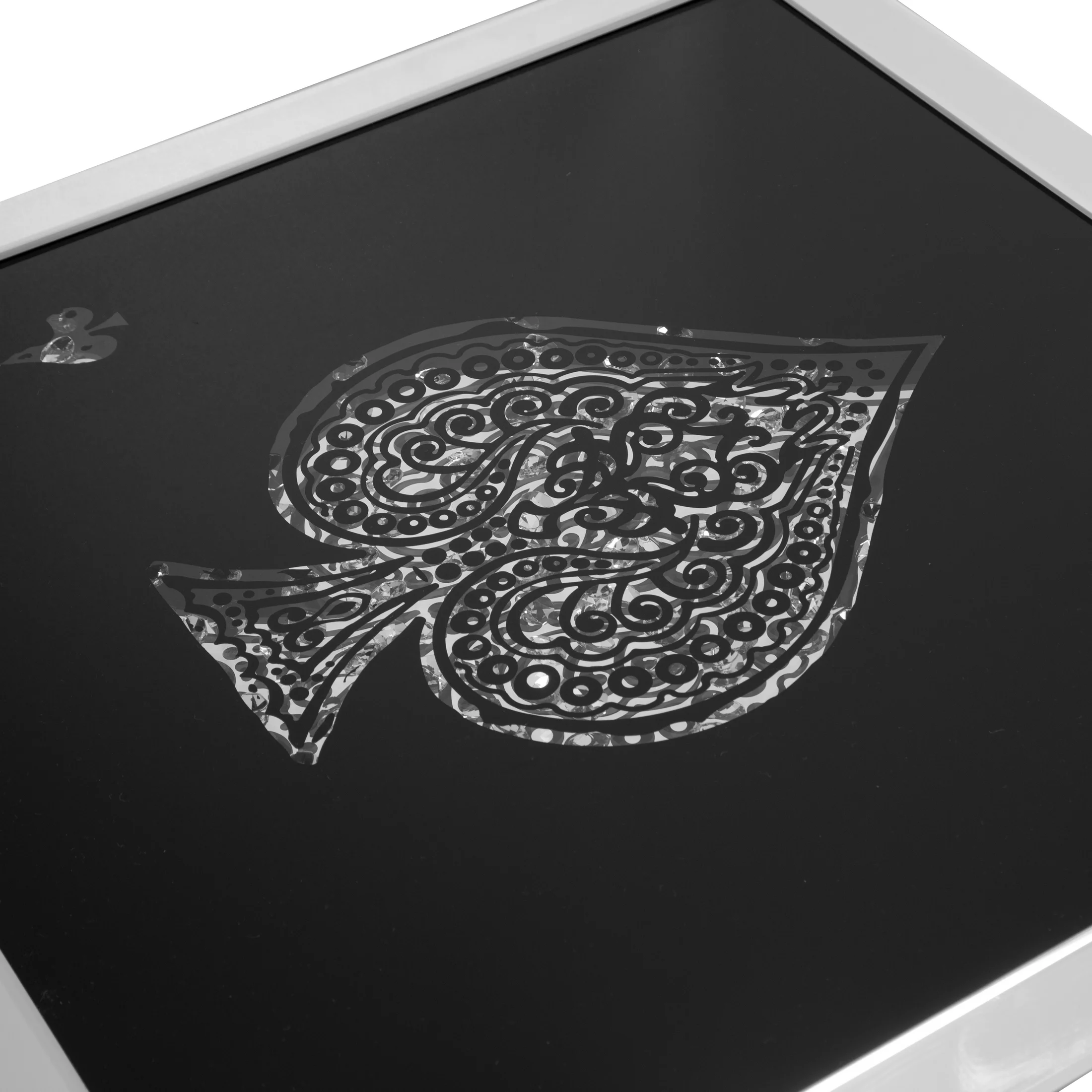 Dekoracja ścienna TELA 1 w stylu glamour z efektem 3D z elementami lustra i kryształów, symbol pik