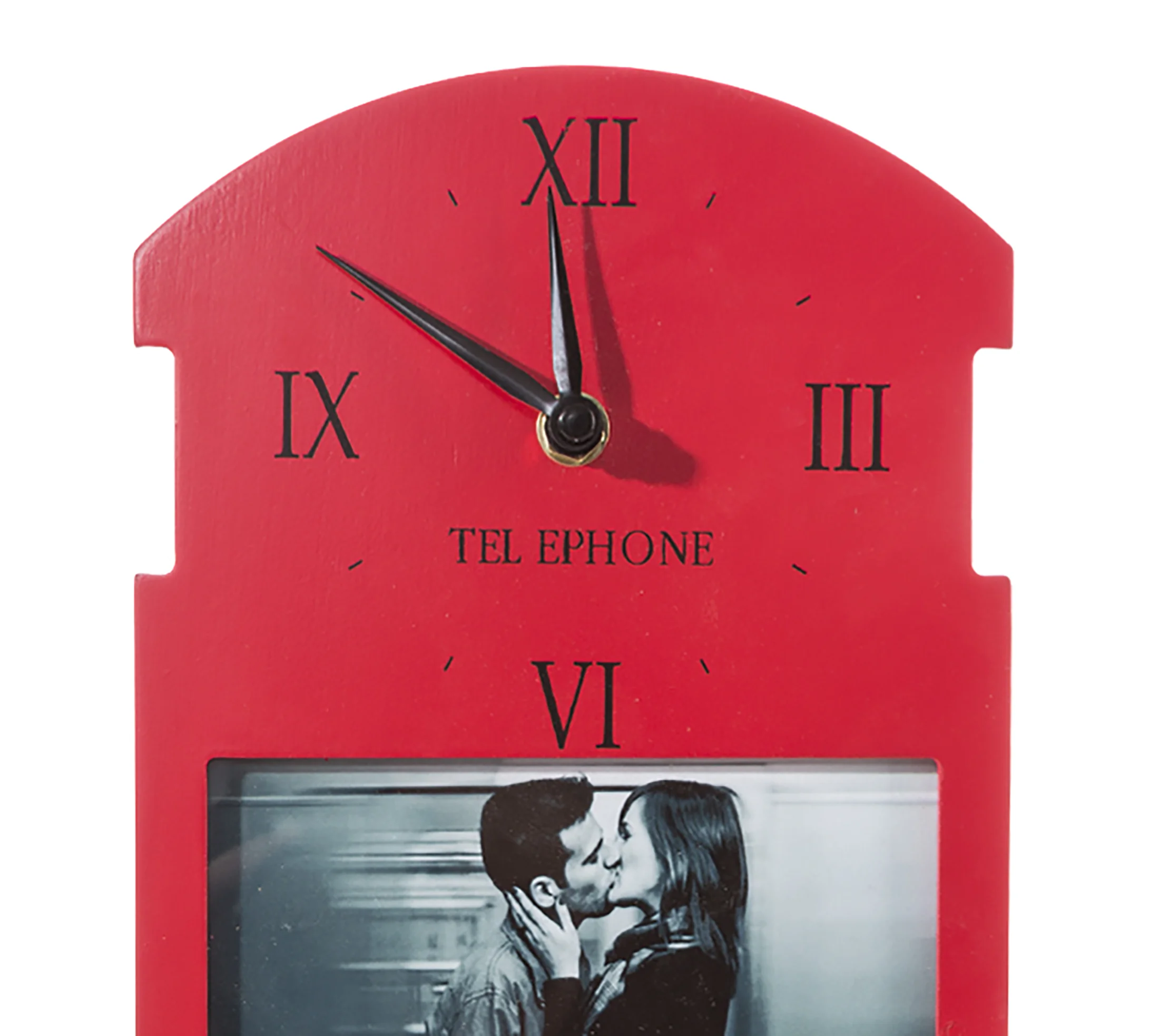Dekoracyjna ramka CLOCK z zegarem, angielska budka telefoniczna