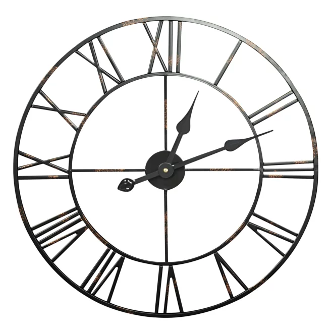 Zegar ścienny czarny w stylu vintage z metalu średnica 70x5 cm