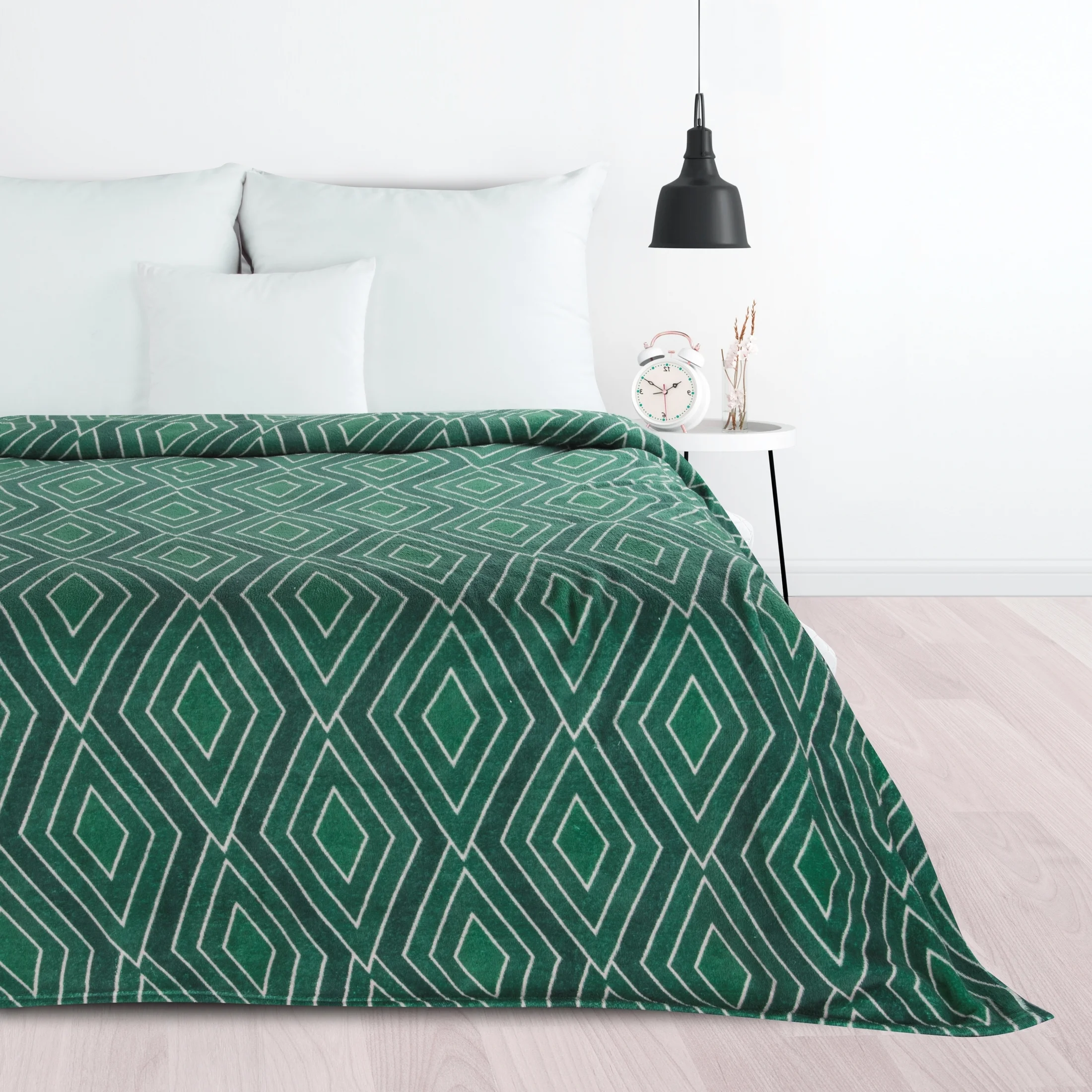 Koc 150x200 cm zielono, złoty z nadrukiem geometrycznym GEO 2 Design 91