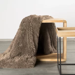 Koc o strukturze miękkiego futra 150x200 cm ciemnobeżowy TIFANY 1 Design 91