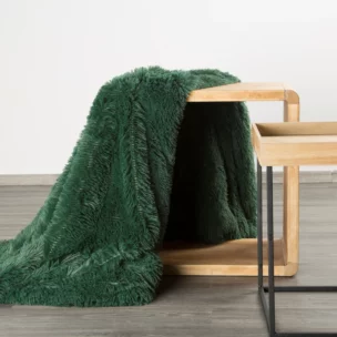 Koc o strukturze miękkiego futra 170x210 cm ciemnozielony TIFANY 1 Design 91