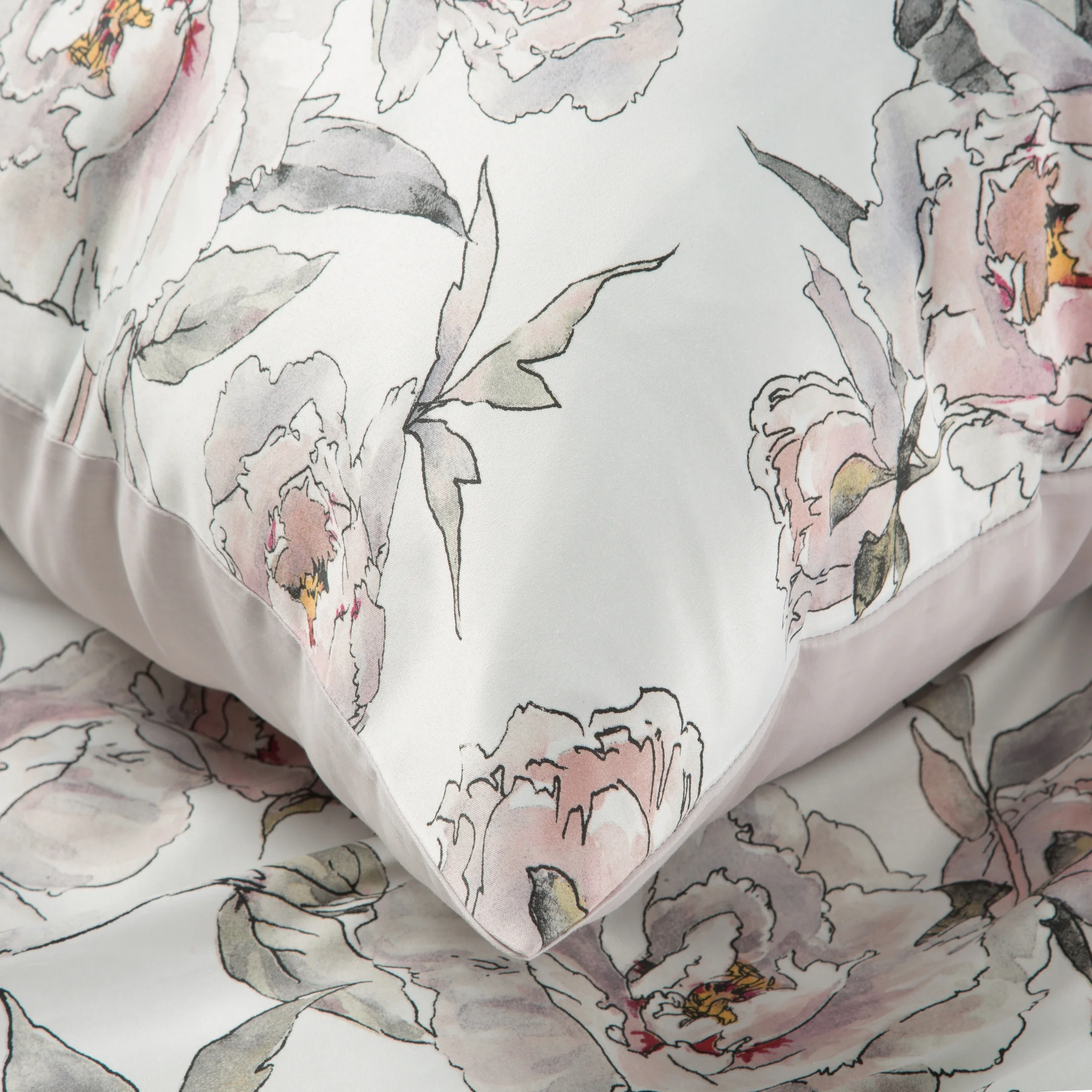 DESIGN 91 Komplet pościeli LEA 04 z satynowym splotem i nowoczesnym wzorem kwitnących peonii