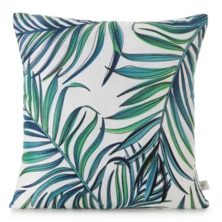 Poszewka na poduszkę 40x40 cm kolor biały, zielony z nadrukiem liści palmowych PALMS DESIGN 91