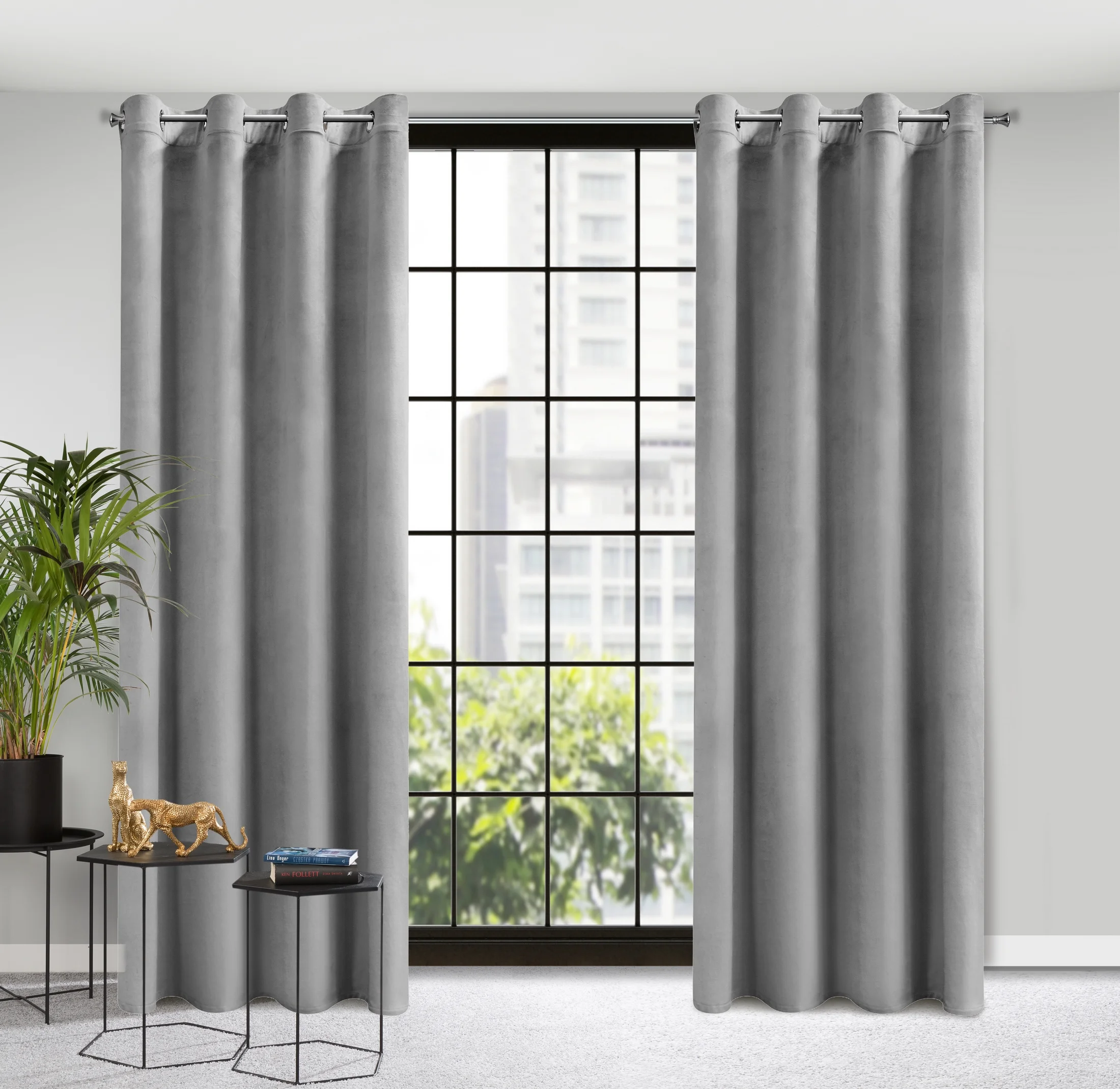 Zasłona welwetowa stalowa 140x250 cm przelotka - ROSA - Design 91