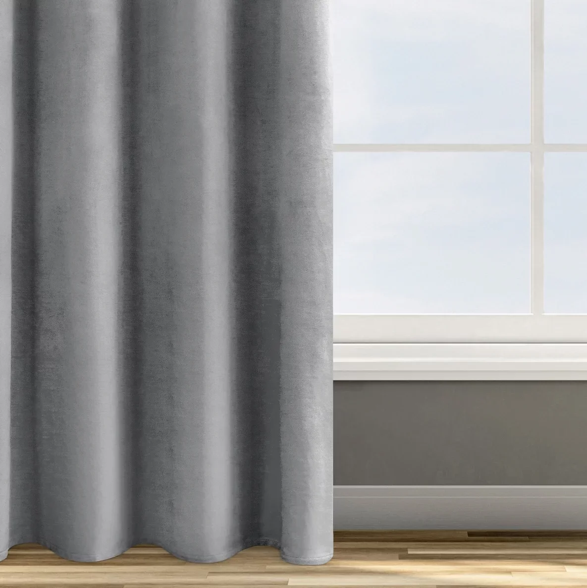 Zasłona welwetowa srebrna 140x250 cm przelotka - ROSA - Design 91