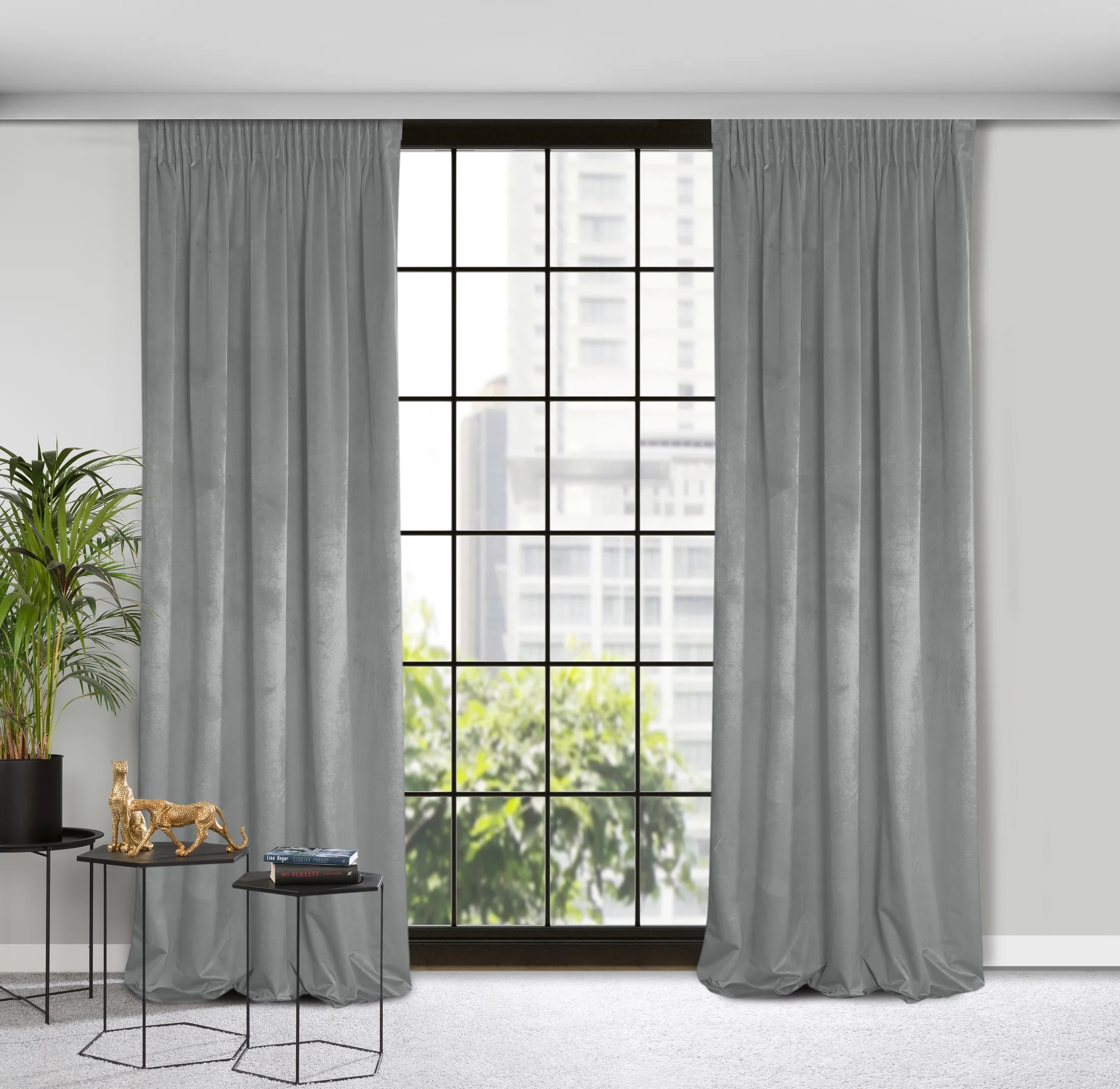 Zasłona welwetowa srebrna 140x270 cm taśma - ROSA - Design 91