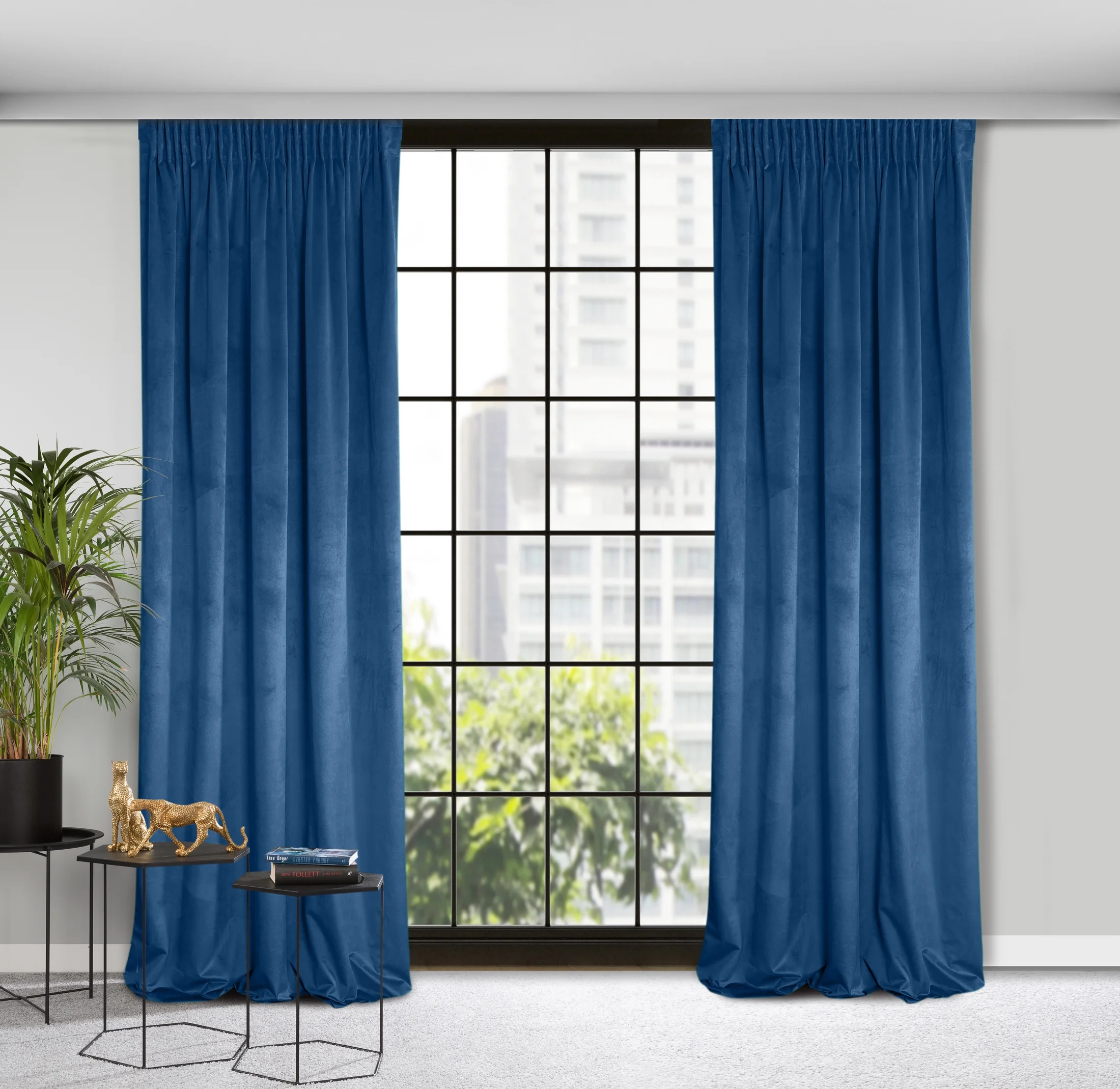 Zasłona welwetowa granatowa 140x270 cm taśma - ROSA - Design 91