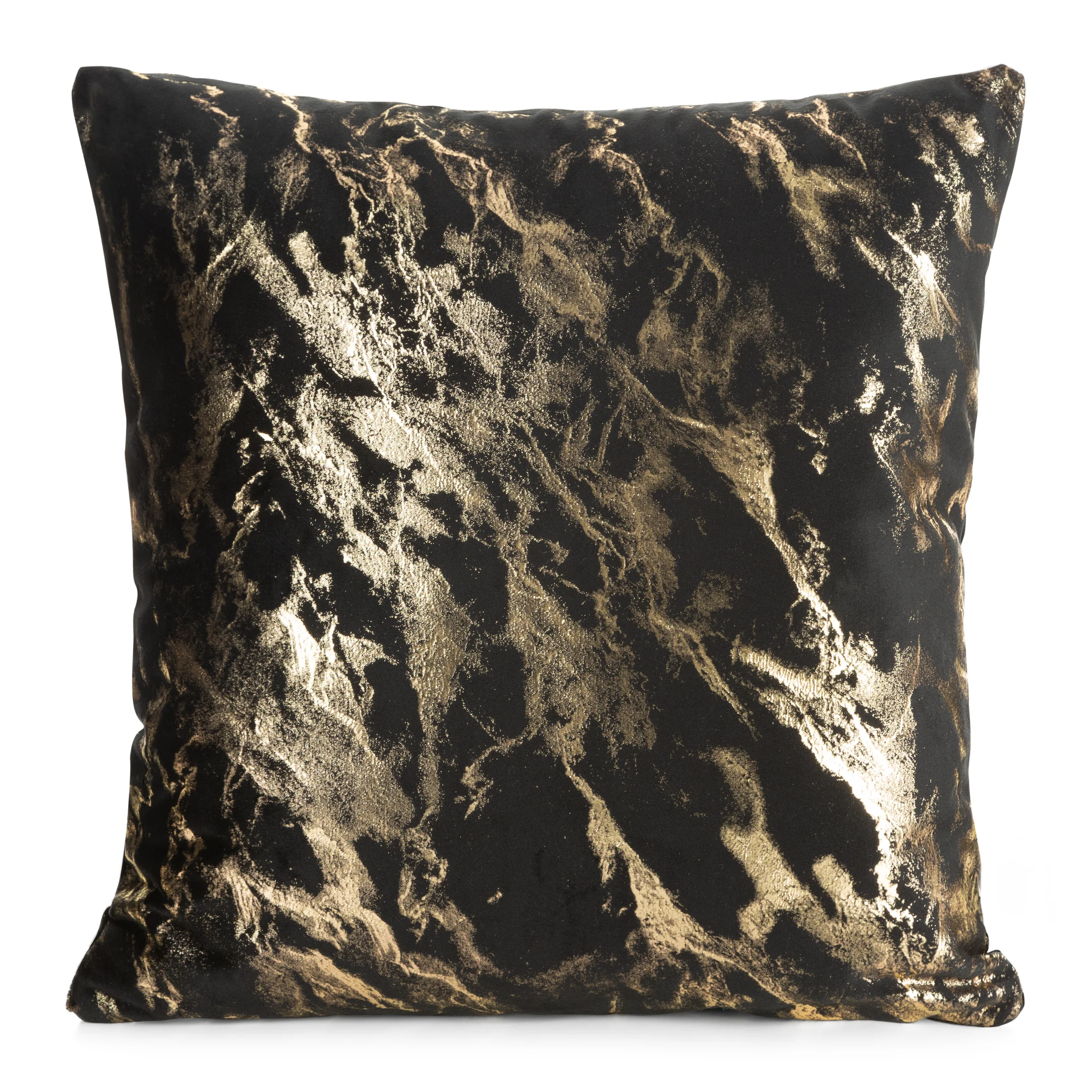 Poszewka na poduszkę 45x45 cm welwetowa, czarno złocista zdobiona marmurkowym wzorem DORIS DESIGN 91 | eurofirany