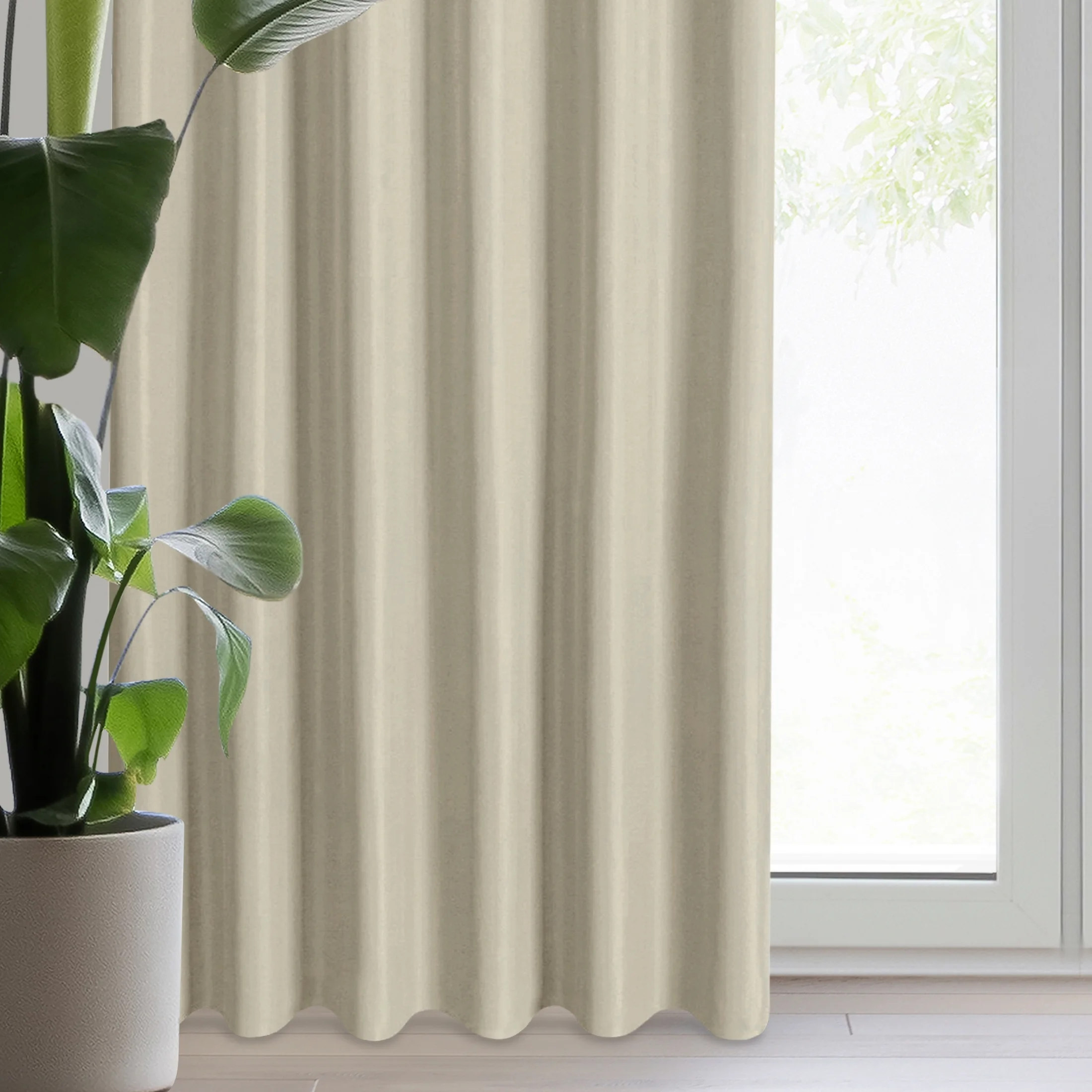 Zasłona ciemnobeżowa z matowej gładkiej tkaniny 140x270 cm taśma - RITA | eurofirany