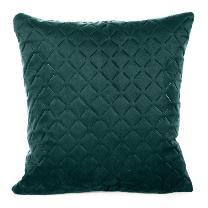 Poszewka na poduszkę 40x40 cm welwetowa ciemnoturkusowa pikowana w geometryczny wzór metodą hot press DIMON