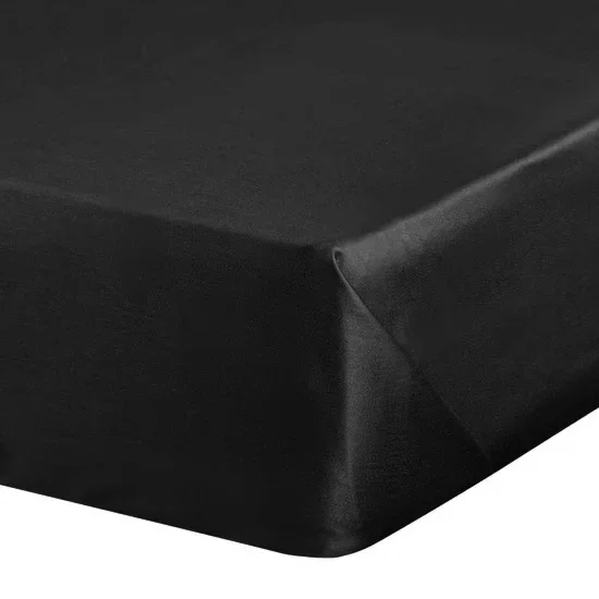 Prześcieradło bez gumki 220x210 cm z satyny bawełnianej kolor czarny 125 g/m2 DINA Diva Line