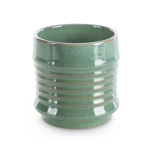 Donica ceramiczna zielona minimalistyczna, o kształcie walca średnica 11x11 cm SAMI