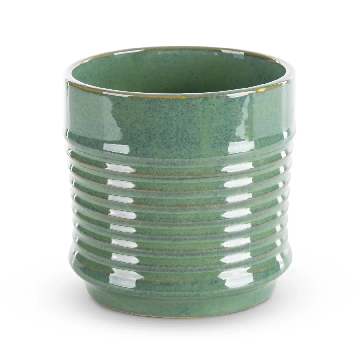 Donica ceramiczna zielona minimalistyczna, o kształcie walca średnica 17x17 cm SAMI