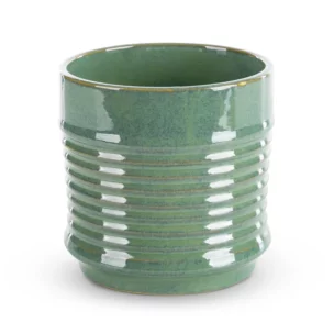 Donica ceramiczna zielona minimalistyczna, o kształcie walca średnica 17x17 cm SAMI