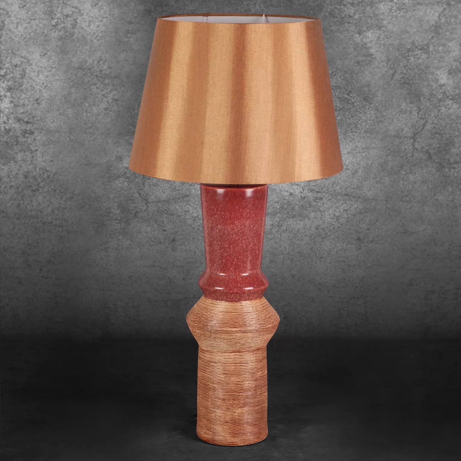 Lampa ceramiczna ceglasto-złota średnica 35x75 cm ELDA