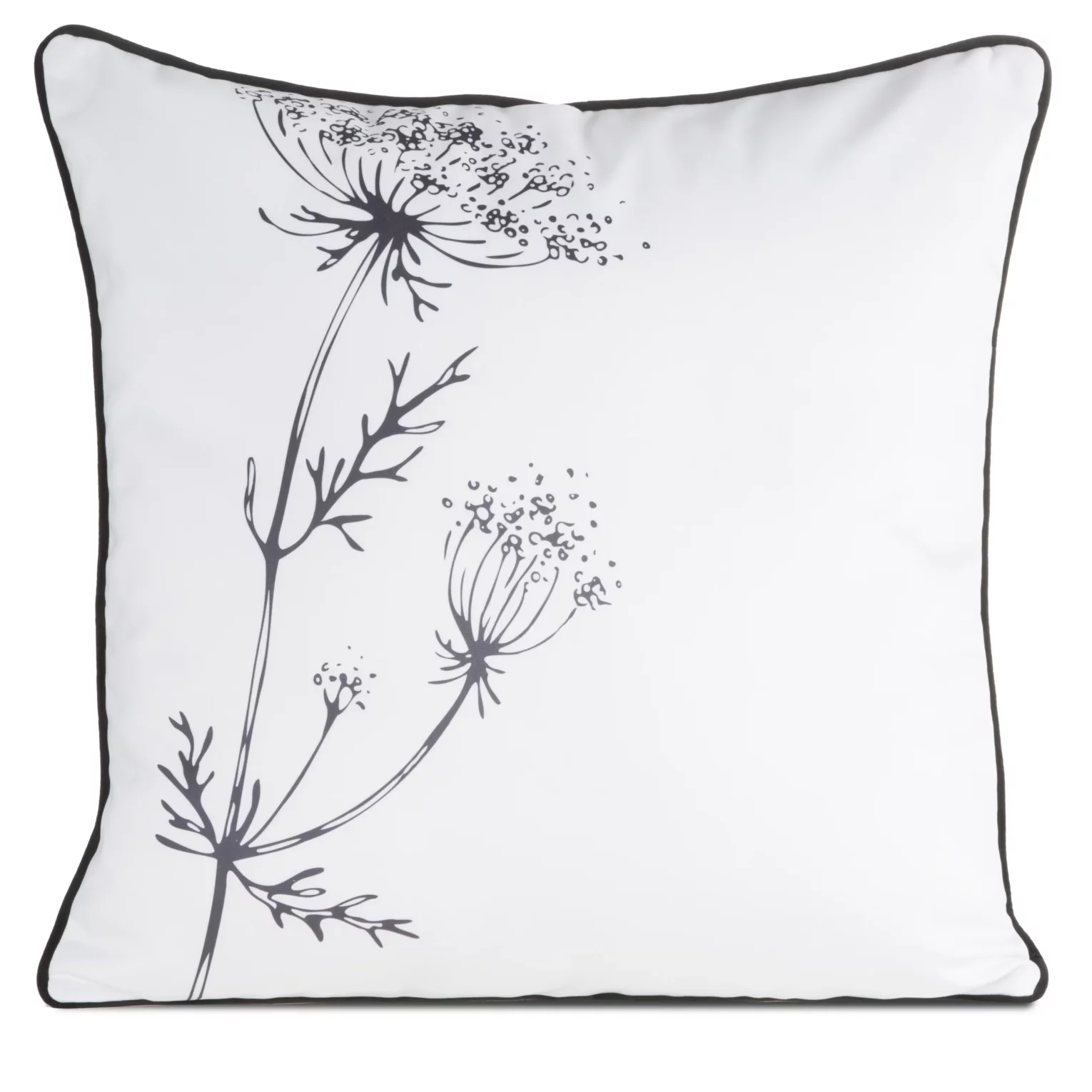 Poszewka na poduszkę dwustronna 60x60 cm welwetowa, biało beżowa z motywem roślinnym z wypustką na brzegach AGNES Eurofirany Premium