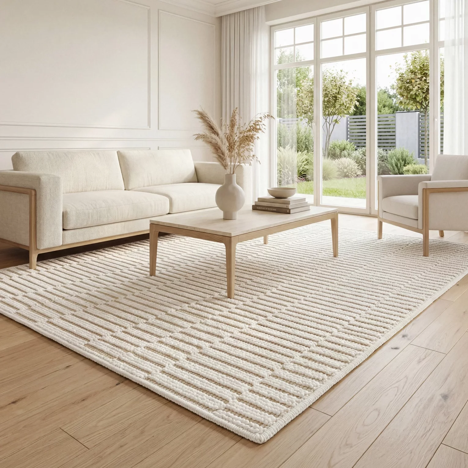 Dywan 120x170 cm beżowy o gęstym plecionym wzorze RWDA1