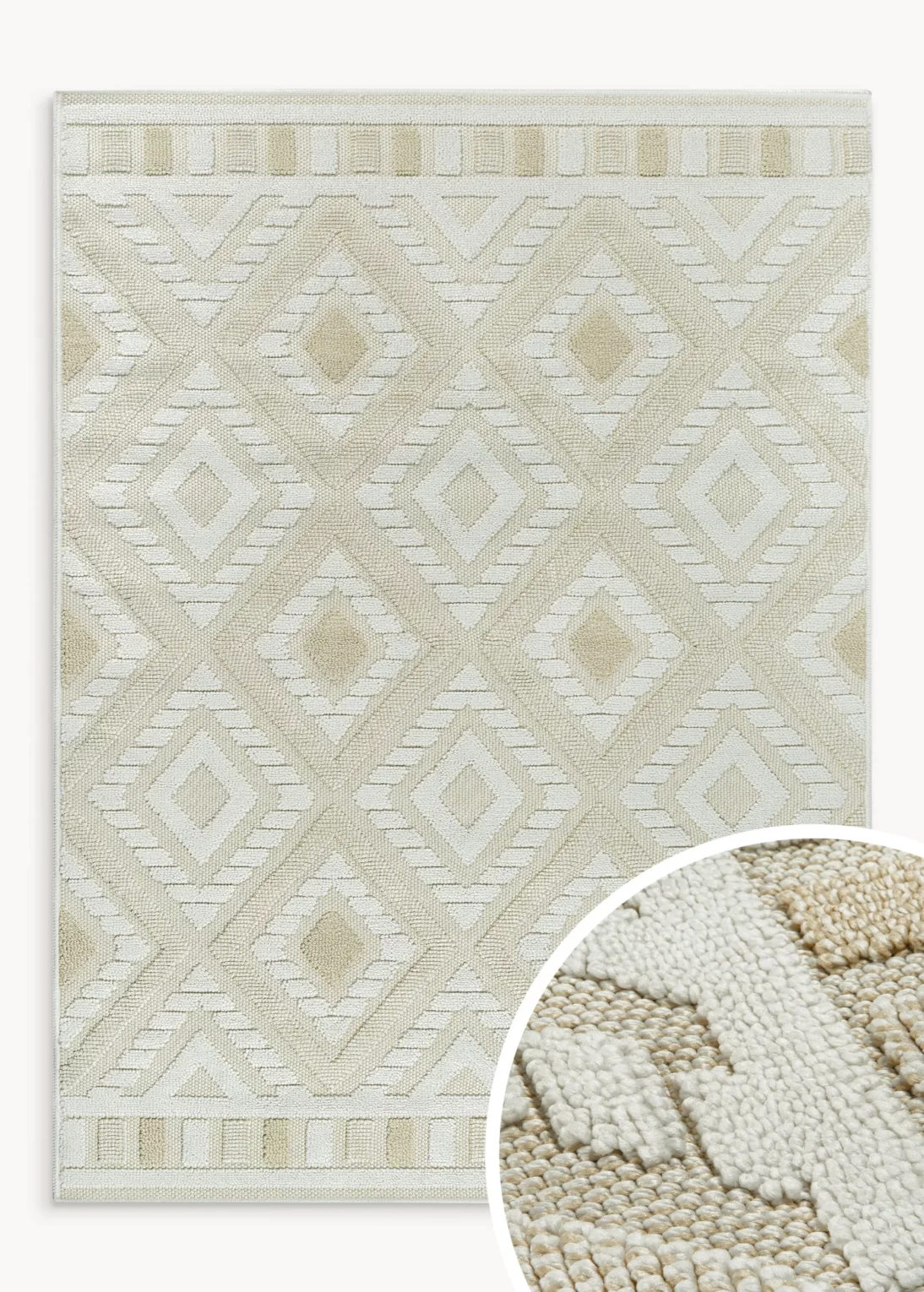 Dywan 120x170 cm beżowy  zdobiony przestrzennym wzorem  geometrycznym DIDAR3