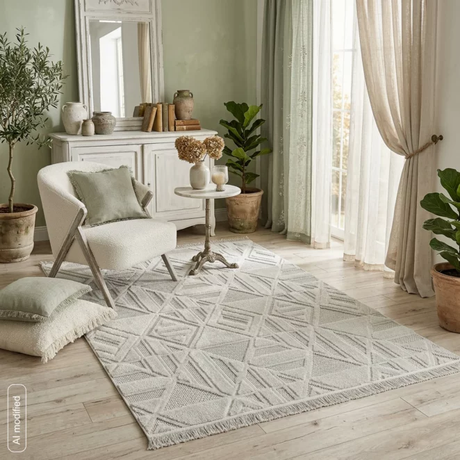 Dywan 120x170 cm jasnosrebrny,  jasnoszary zdobiony wielowymiarową strukturą z drobnym splotem LE MANS3