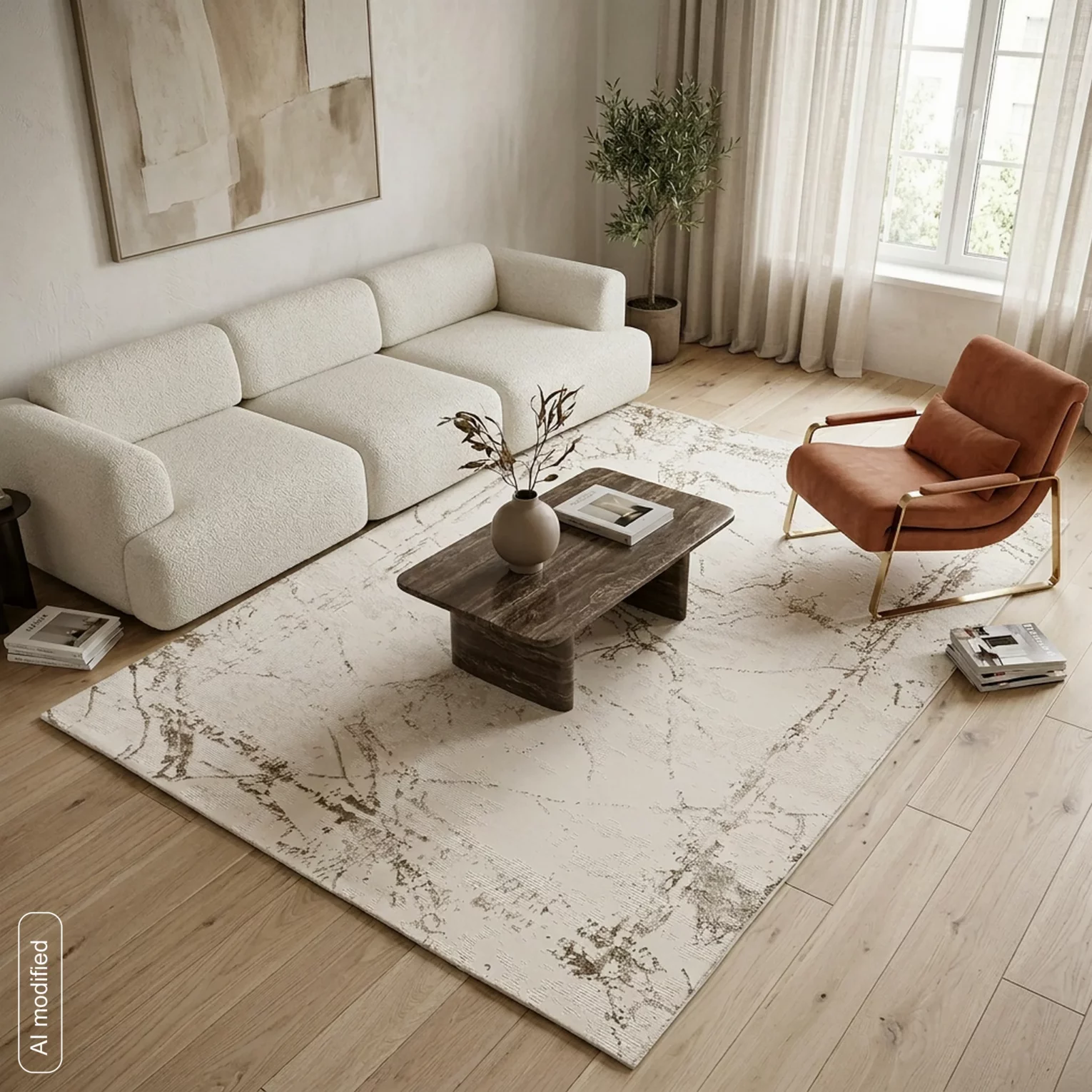 Dywan 120x170 cm jasnoszary, beżowy zdobiony abstrakcyjnym wzorem ASIA2