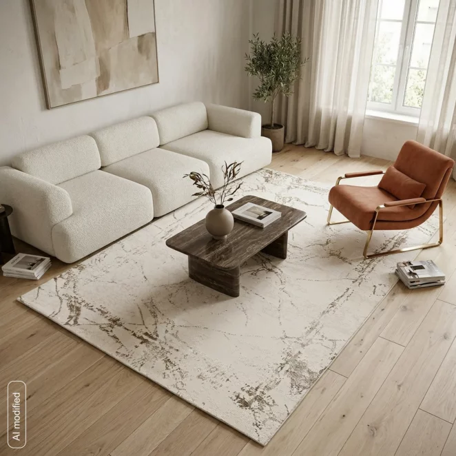 Dywan 120x170 cm jasnoszary, beżowy zdobiony abstrakcyjnym wzorem ASIA2