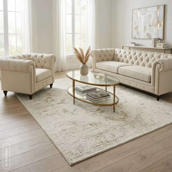 Dywan 120x170 cm kremowo, beżowy zdobiony ornamentem NOVA4