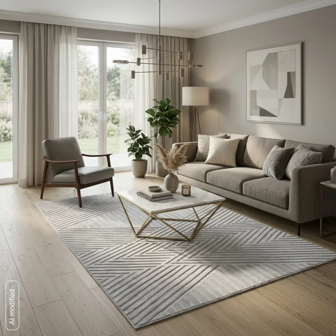 Dywan 120x170 cm srebrny z wypukłym geometrycznym wzorem  NOVA1