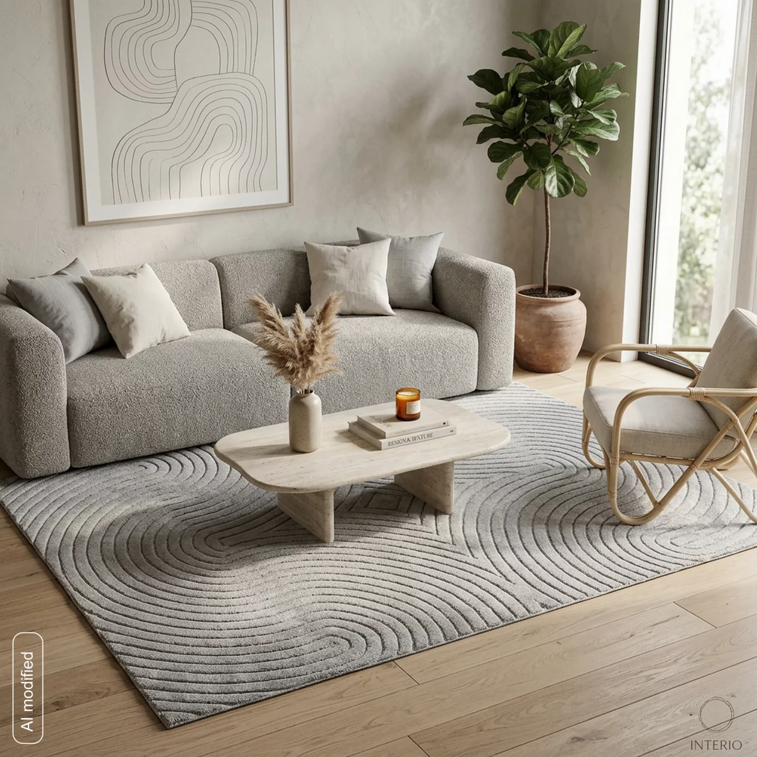 Dywan 120x170 cm stalowy z tłoczonym wzorem 3D VENUS BOHO1