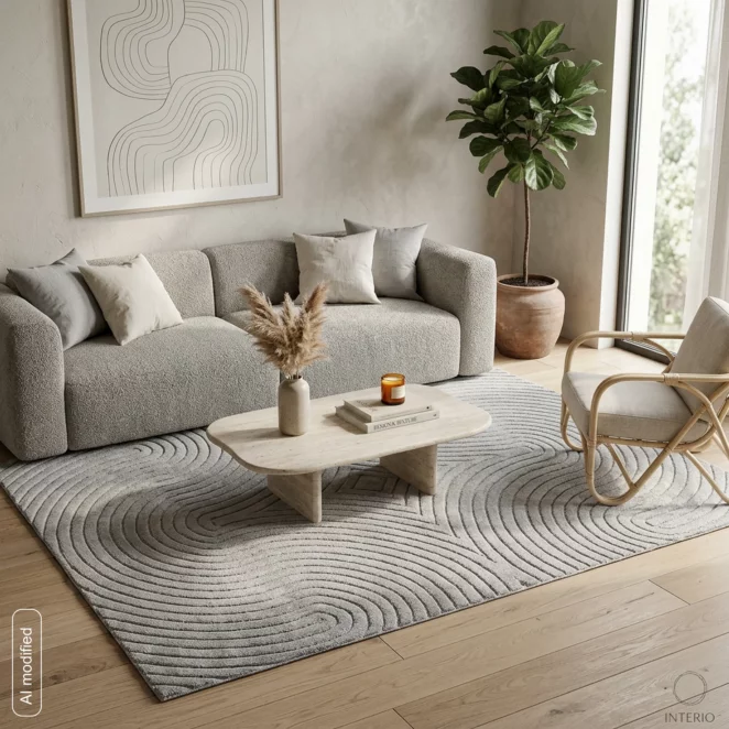Dywan 120x170 cm stalowy z tłoczonym wzorem 3D VENUS BOHO1