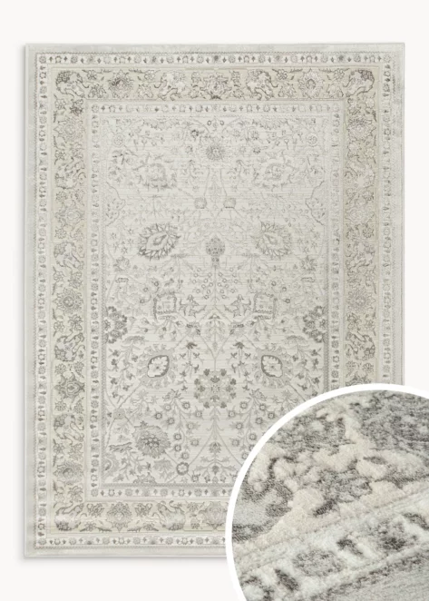 Dywan 140x190 cm beżowo, brązowy zdobiony roślinnym wzorem VIANA