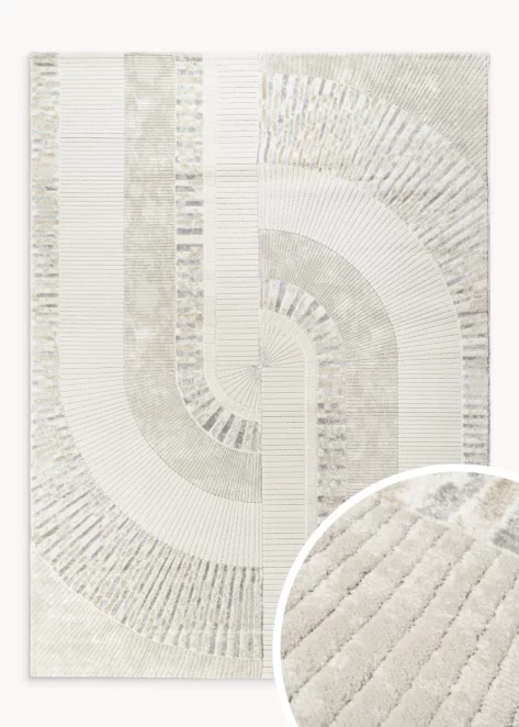 Dywan 140x190 cm kremowo, szary zdobiony geometrycznym motywem CRYSTAL 4