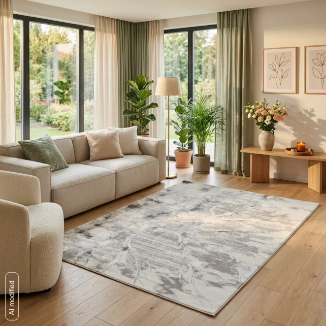 Dywan 140x190 cm stalowy, czarny zdobiony designerskim wzorem MONACO 3