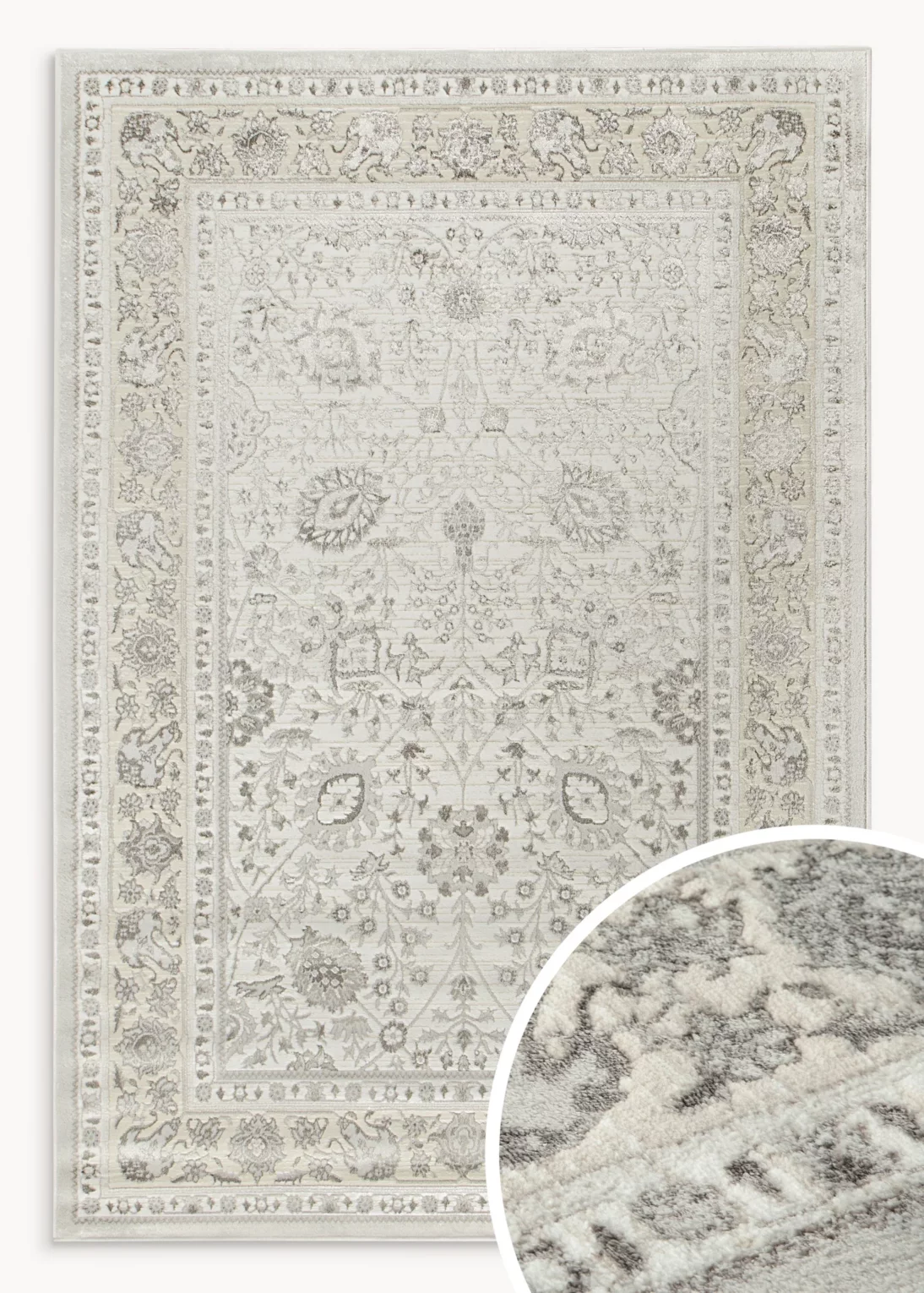 Dywan 160x230 cm beżowo, brązowy zdobiony roślinnym wzorem VIANA