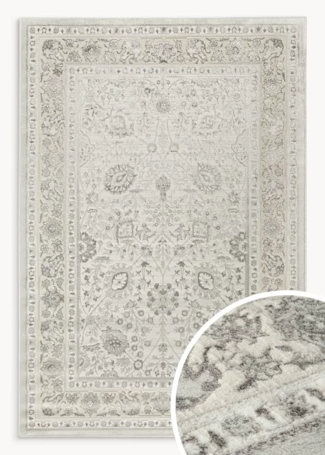 Dywan 160x230 cm beżowo, brązowy zdobiony roślinnym wzorem VIANA