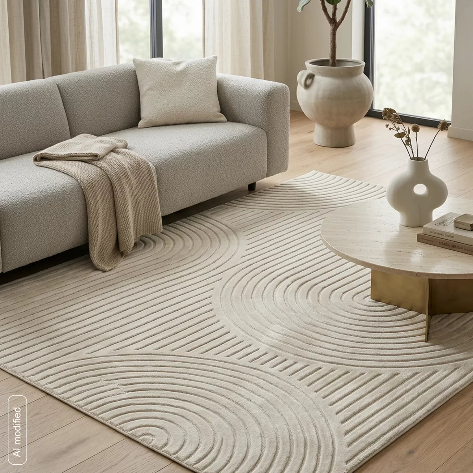 Dywan 160x230 cm beżowy z tłoczonym wzorem 3D VENUS BOHO2