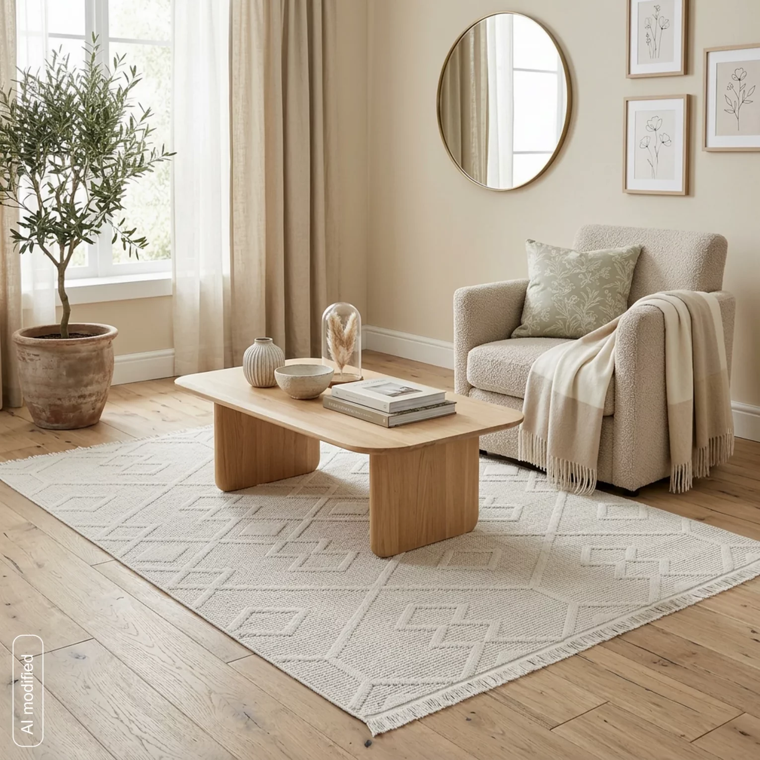 Dywan 160x230 cm biały z tłoczonym pętelkowym wzorem 3D SIMONE