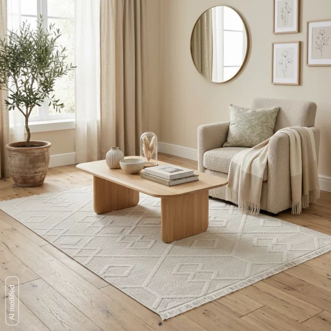 Dywan 160x230 cm biały z tłoczonym pętelkowym wzorem 3D SIMONE