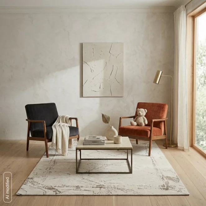 Dywan 160x230 cm jasnoszary, beżowy zdobiony abstrakcyjnym wzorem ASIA2