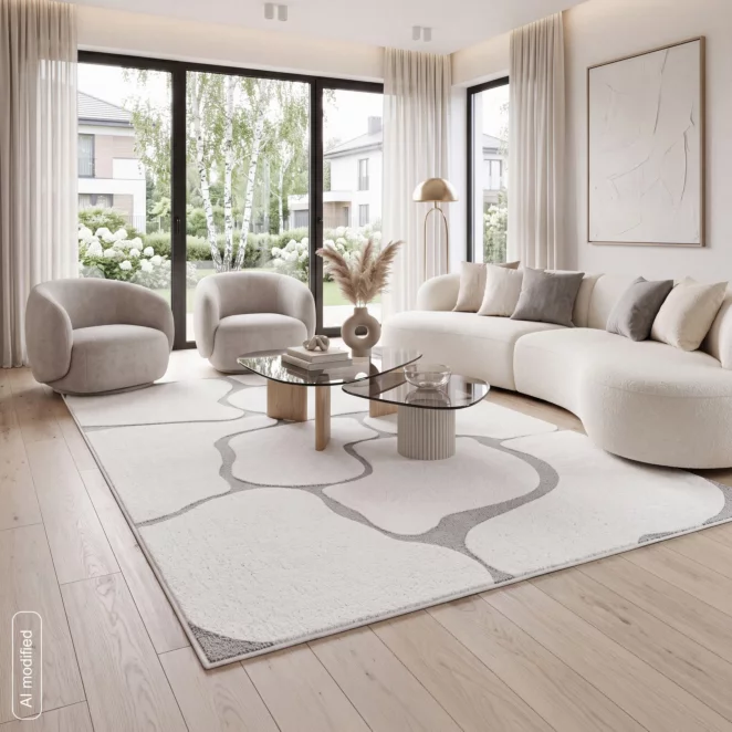 Dywan 160x230 cm srebrny wytłaczany z organicznym wzorem ALBA5